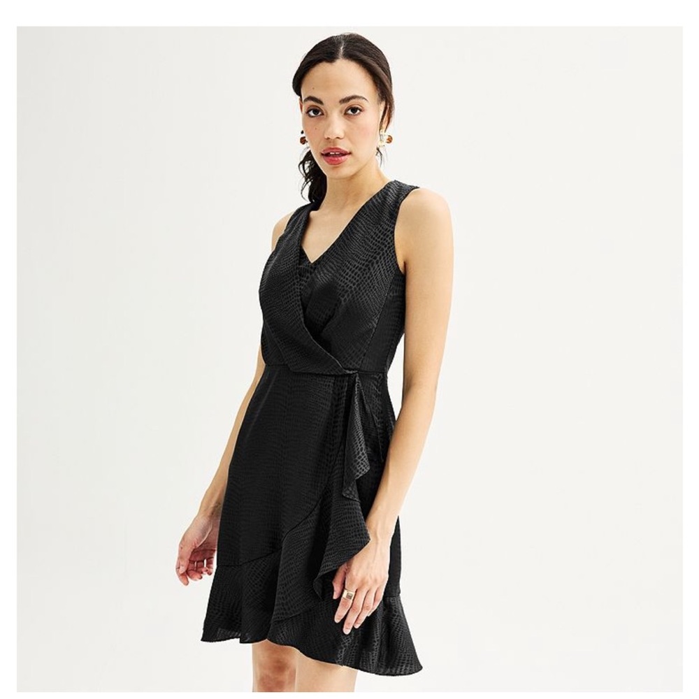 NWT Nine West Black sleeveless Wrap Minidress Size M